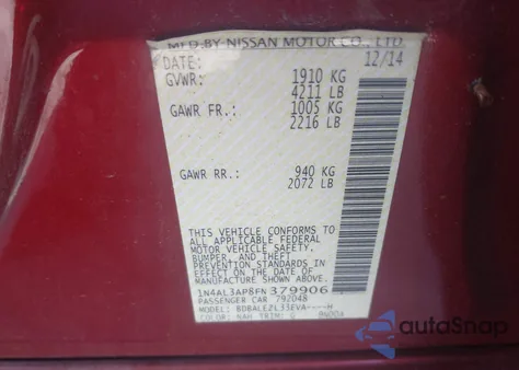 2015 Nissan Altima 2.5 S z USA, uszkodzony, nr VIN 1N4AL3AP8FN379906